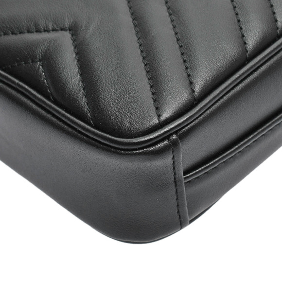 Gucci GG Marmont Mini Shoulder Bag Black Gold Hardware Leather - Picture 9 of 10